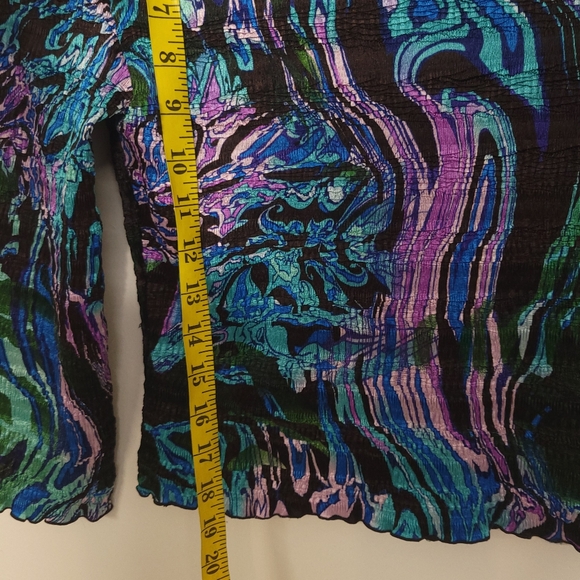 Alberto Makali blouse stretch textured crinkle sequins beads top Lavender Royal - Picture 8 of 12